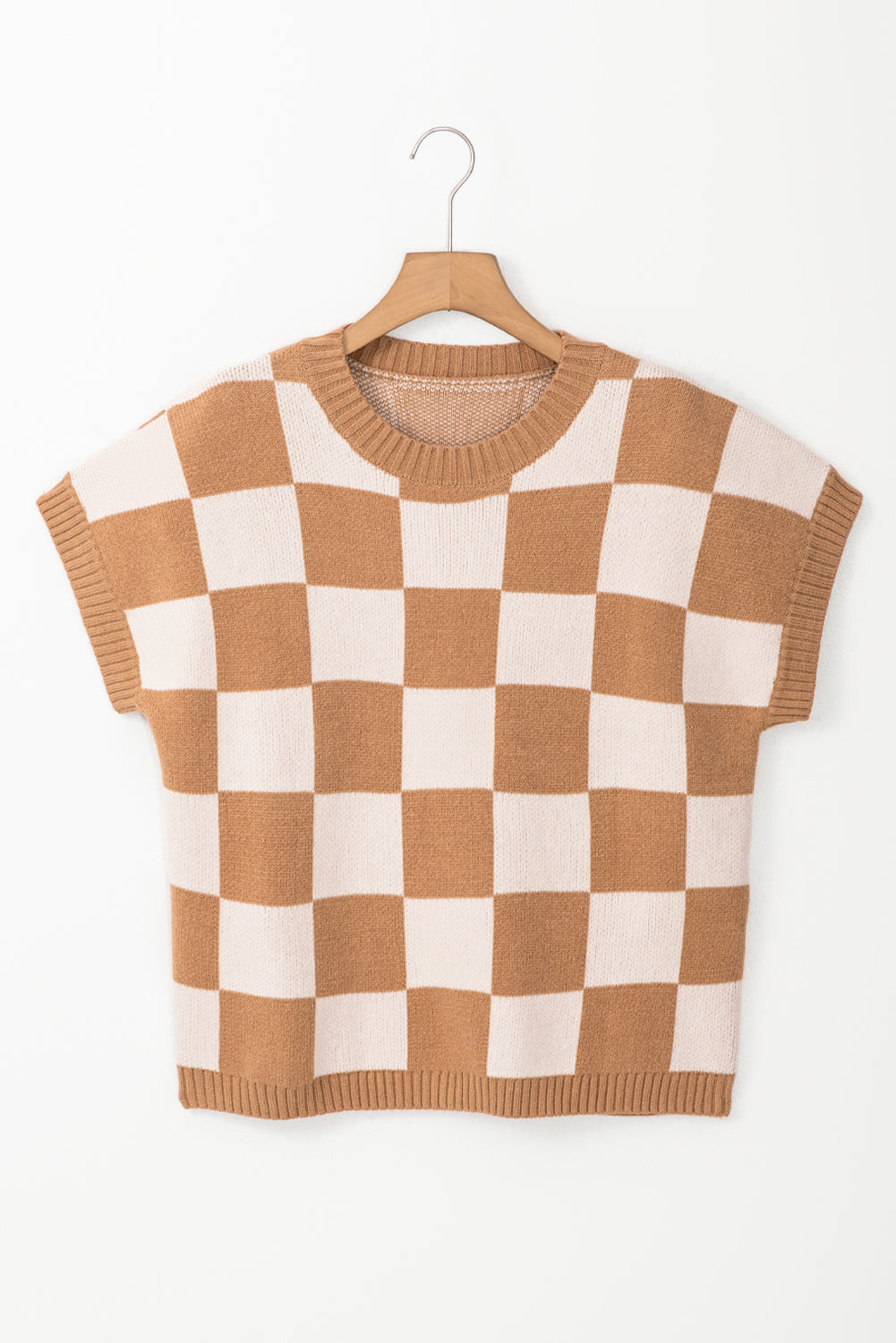 Black Colorblock Plaid Knit Vest