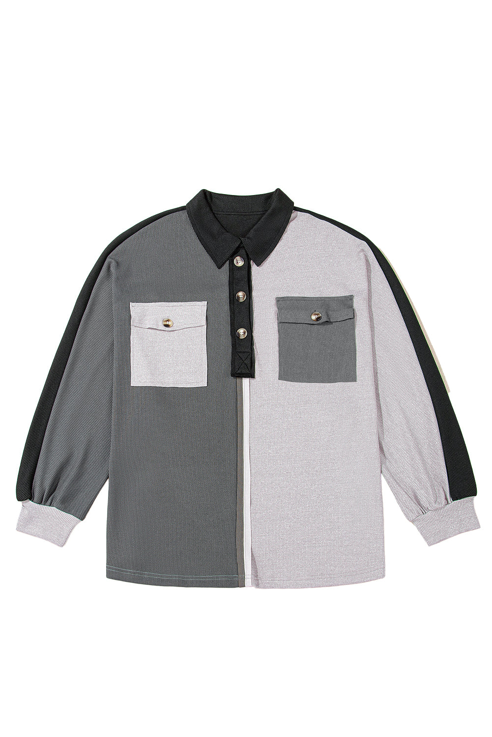 Pink Colorblock Patchwork Ribbed Oversized Sweatshirt