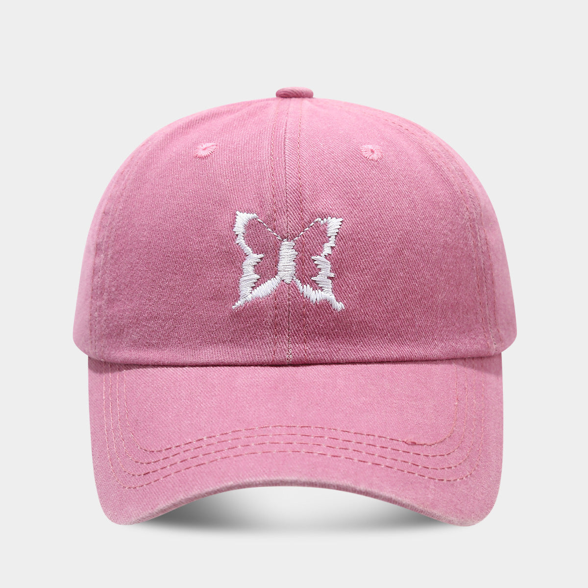 Soft Top Casual Peaked Cap Butterfly Embroidered Sun Hat
