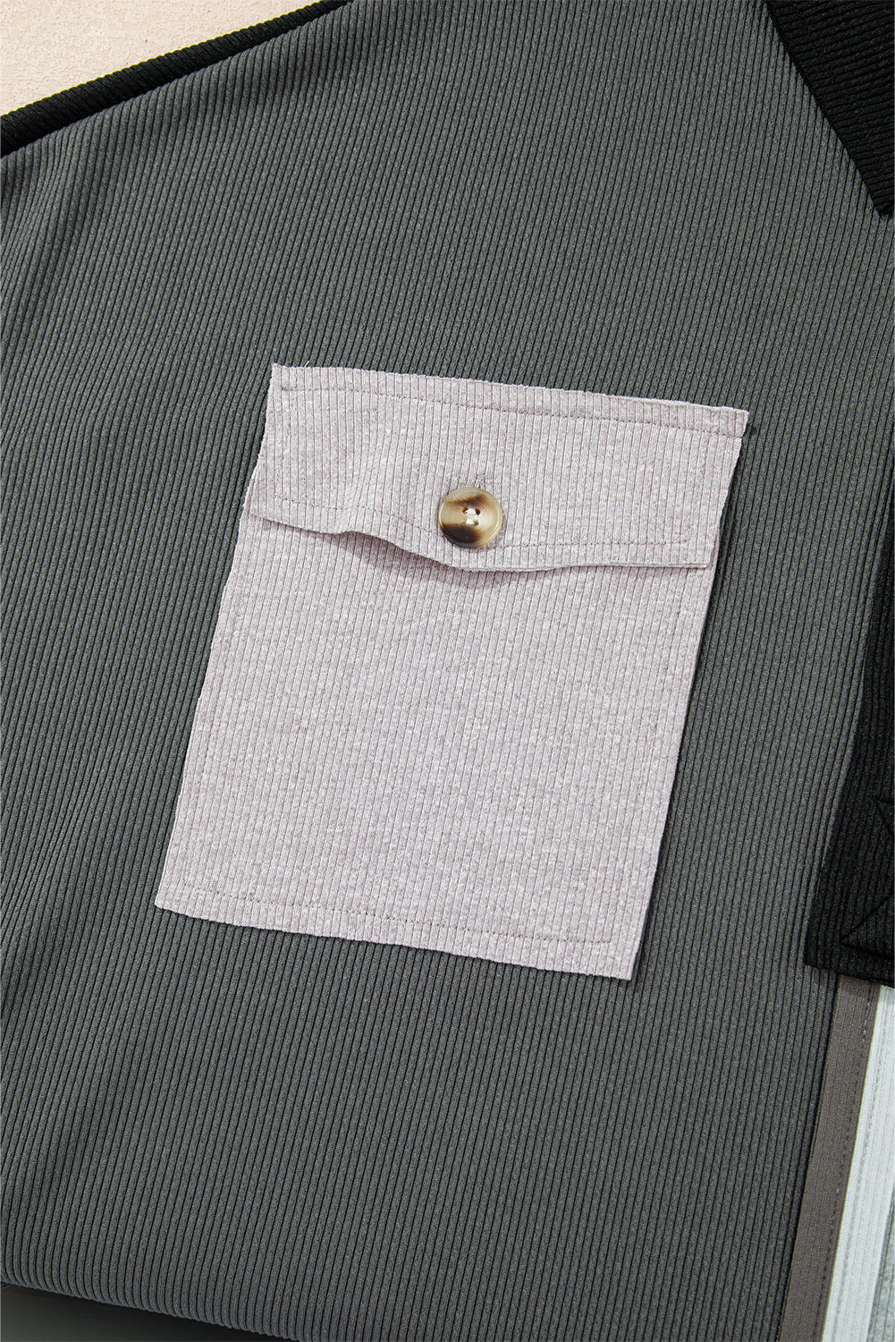 Pink Colorblock Patchwork Ribbed Oversized Sweatshirt