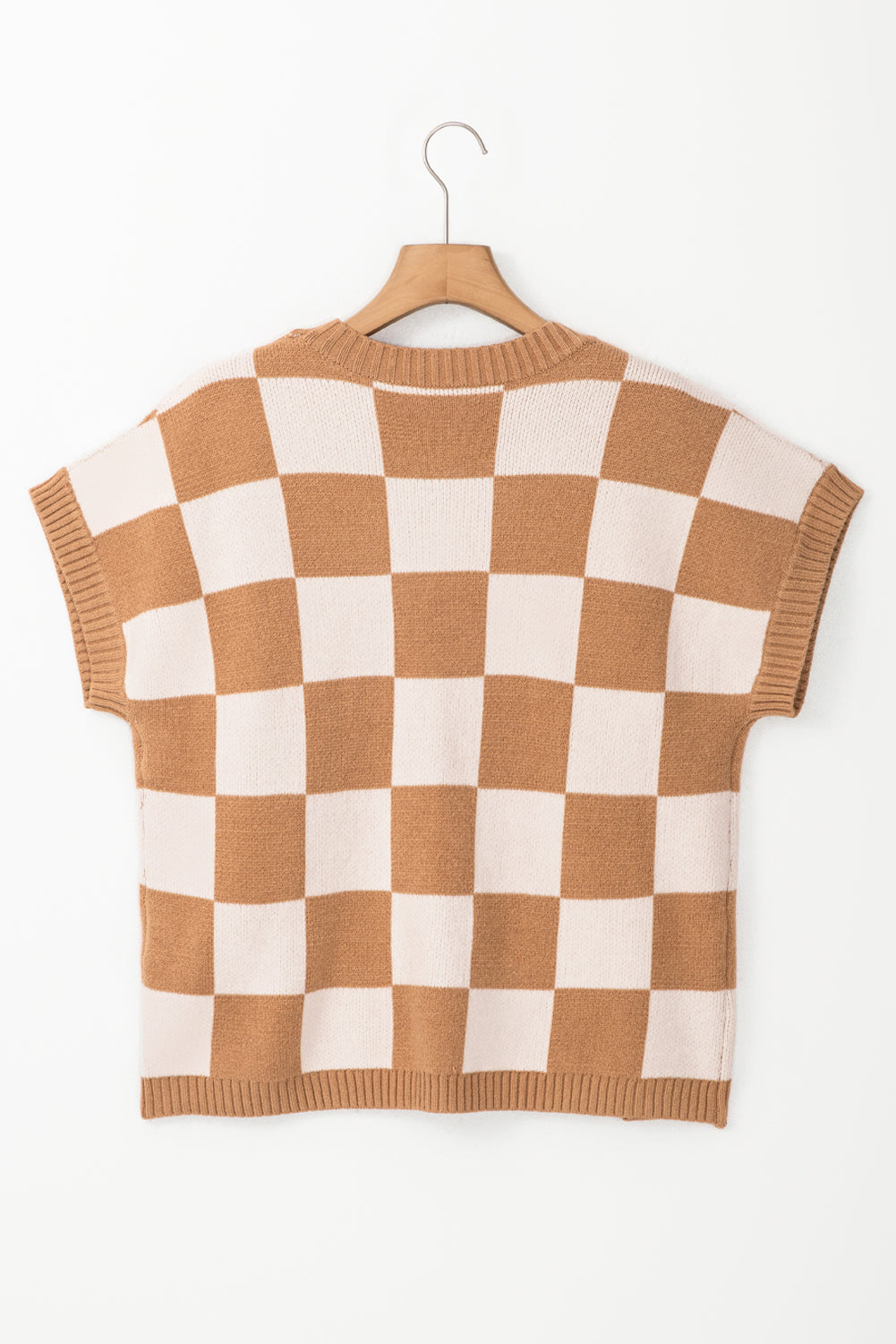 Black Colorblock Plaid Knit Vest