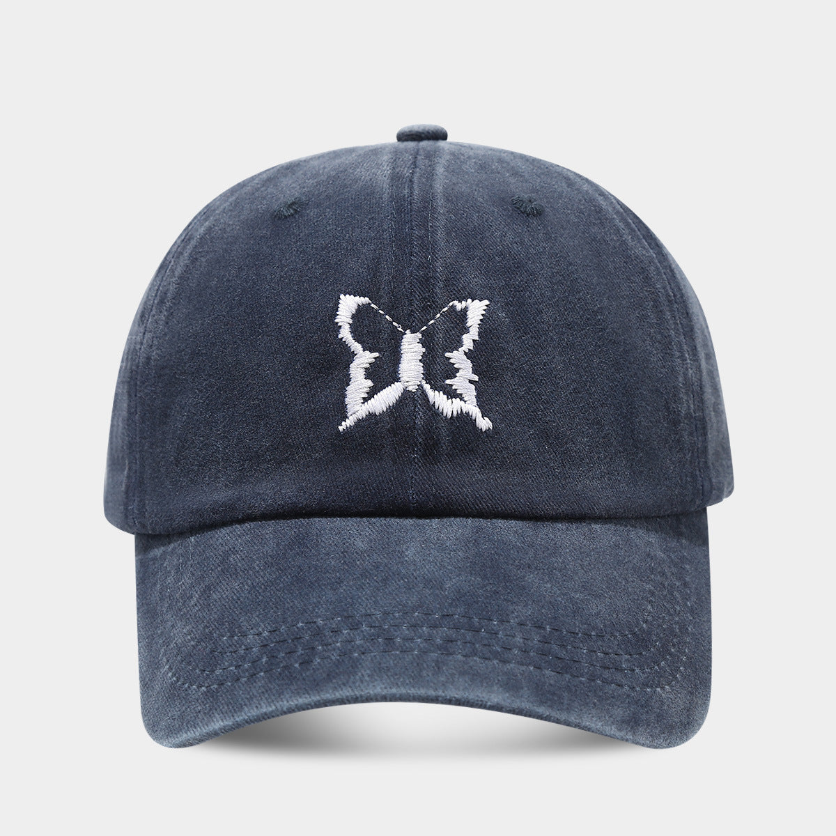 Soft Top Casual Peaked Cap Butterfly Embroidered Sun Hat