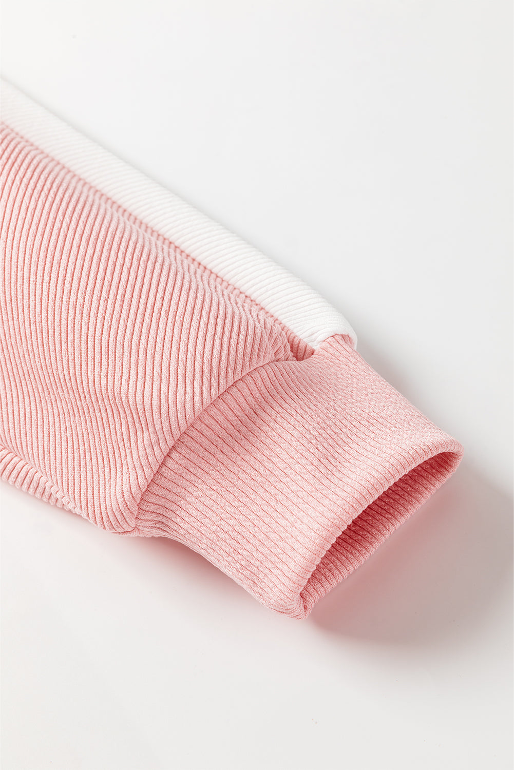 Pink Colorblock Patchwork Ribbed Oversized Sweatshirt